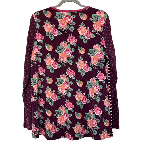 Matilda Jane Calling Bird Tee Medium Purple/Pink Stripe & Polka Dot Size M A528 - Picture 3 of 8